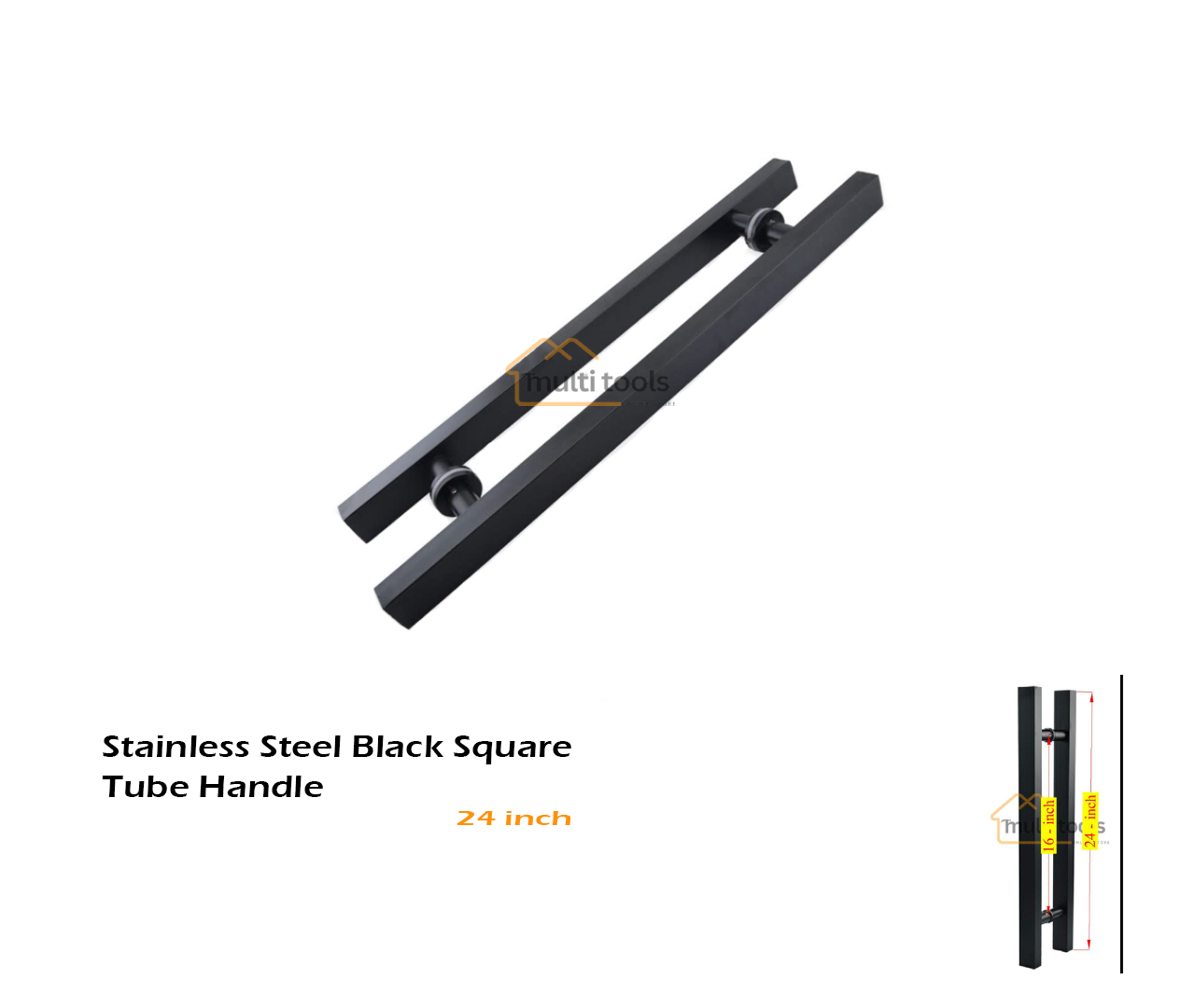 24 Inch Stainless Steel Black Square Tube Handle